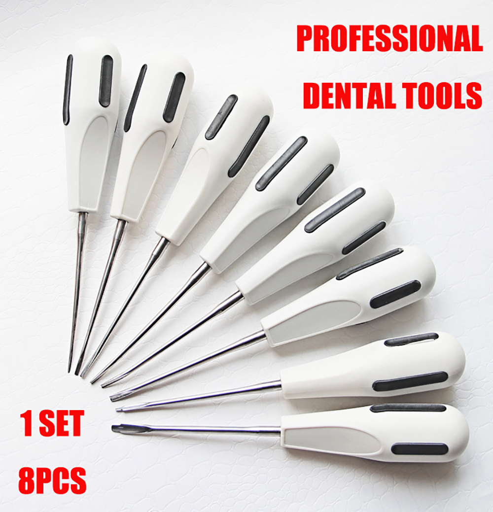 8Pcs/Set Stainless Steel Dental Elevator Curved Root Minimally Invasive Tooth Extraction Teeth Whitening Dentist Equipment Tools