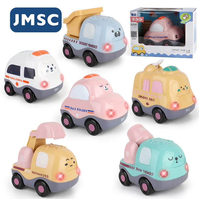 JMSC Voice Control Mini Model Police Cute Car Dump Truck Ambulance Cement Mixer Excavator Fire Engine Baby Toys for Boys Girls