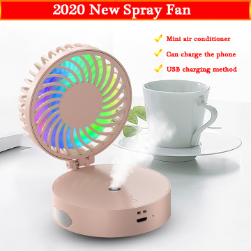 Mini Fan air conditioner portable fan usb rechargeable Air Cooler Hands-free Neck LEDLighting Function Desktop Fan Student Fan