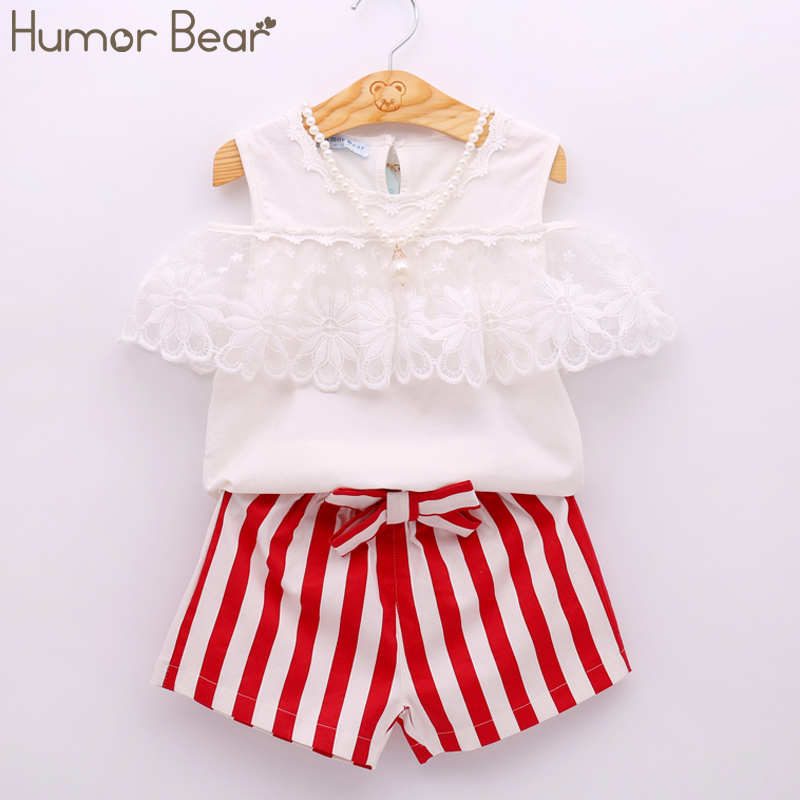 Humor Bear Girls Clothes New Fashion Summer Petals Shirt Sleeveless T-Shirt +Pants 2Pcs Suits Kid Clothes Toddler Kids Clothes