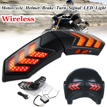 Motorcycle Helmet Wireless LED Safety Brake Light Turn Signal Light Indicators Motorbike Scooter Motocross Helmet