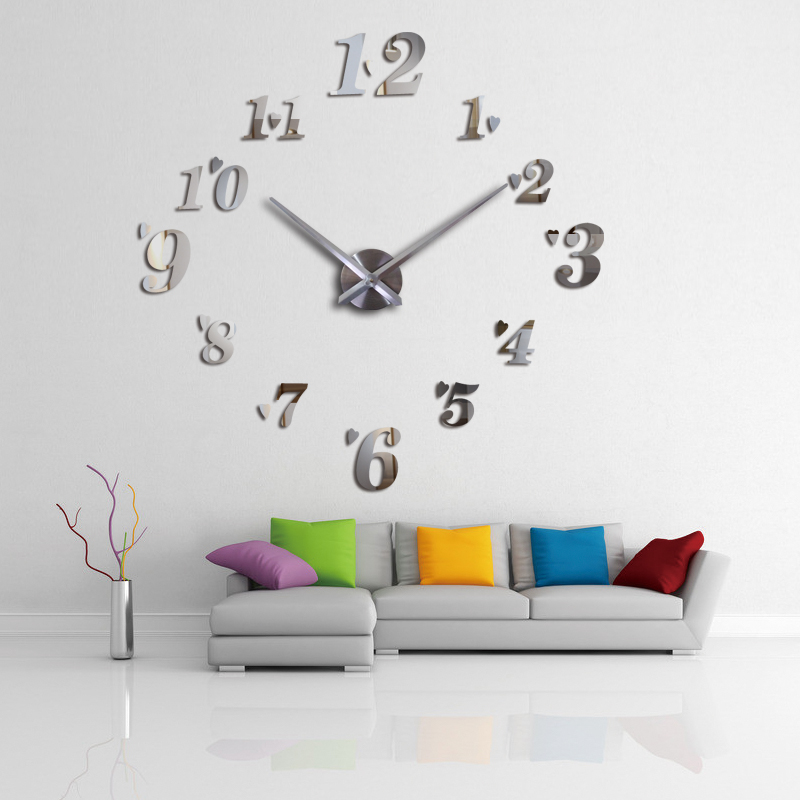 DIY new fashion clock watch Living Room Quartz Acrylic Mirror effect home decoration Modern Wall Stickers still life