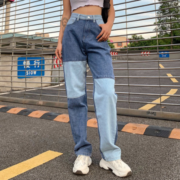 YIHAIFA Patchwork Straight Women's jeans Baggy Vintage High Waist Boyfriends Mom y2k Denim Distressed Streetwear 2021 Female