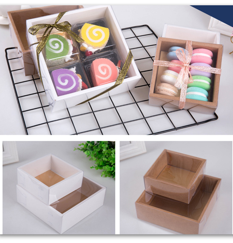 10pcs Transparent Paper Box With Window Paper Gift Box Cake Candy Packaging For Home Party Clear Lid Favor Box