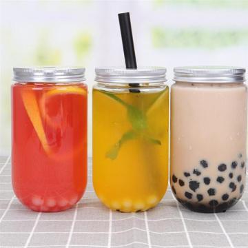 5pcs 500ml Dessert Cups Disposable U Shaped Milk Tea Bottle Plastic Transparent Juice Cups Beverage Bottle Drinking Cup with Lid