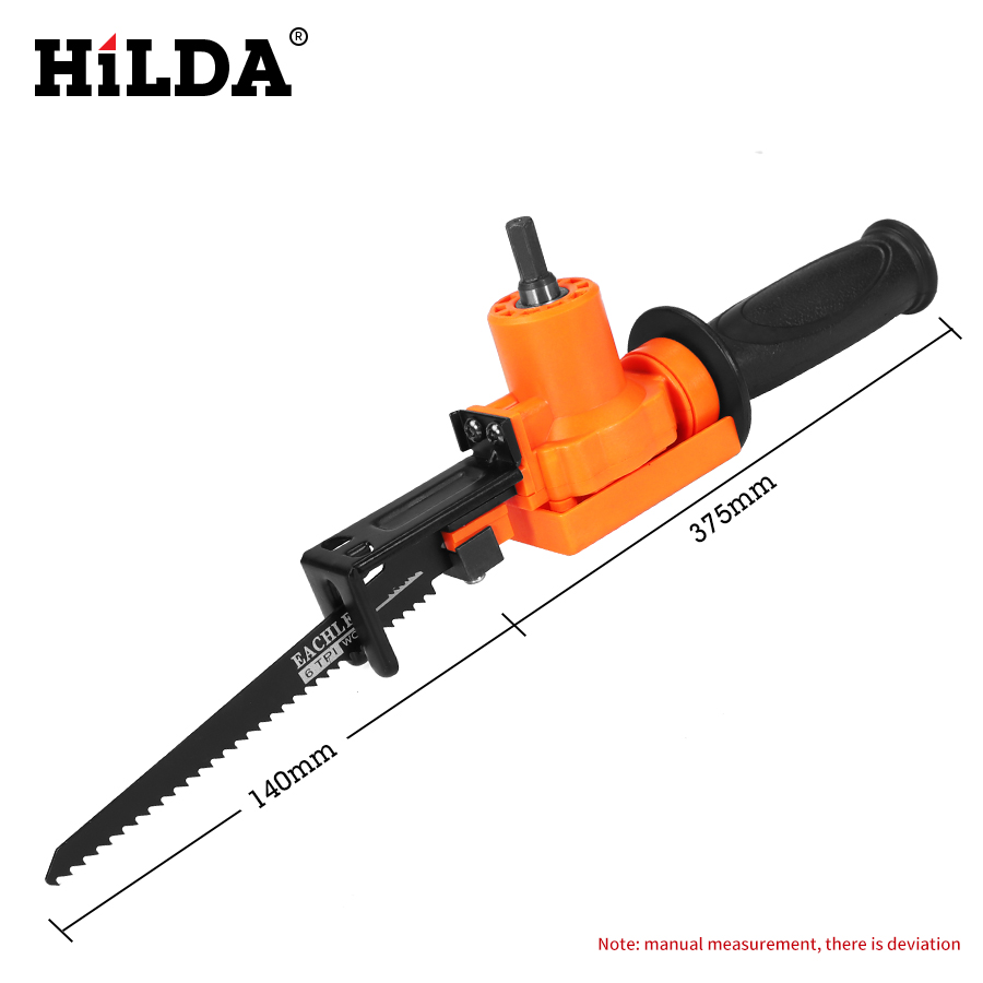 HILDA Cordless Reciprocating Saw Metal Cutting Wood Cutting Tool Electric Drill Attachment With Blades Power Tool