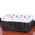 Rattan Woven Storage Basket with Linen Cloth Liner Sundries Storage Box Wicker Basket Seagrass Sorting Boxes Jewelry Organizer