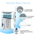 Nicefeel 1000ml Electric Oral Irrigator Teeth Cleaner Care Dental Flosser SPA Water Flosser with Adjustable Pressure+ 7 Pcs Jet