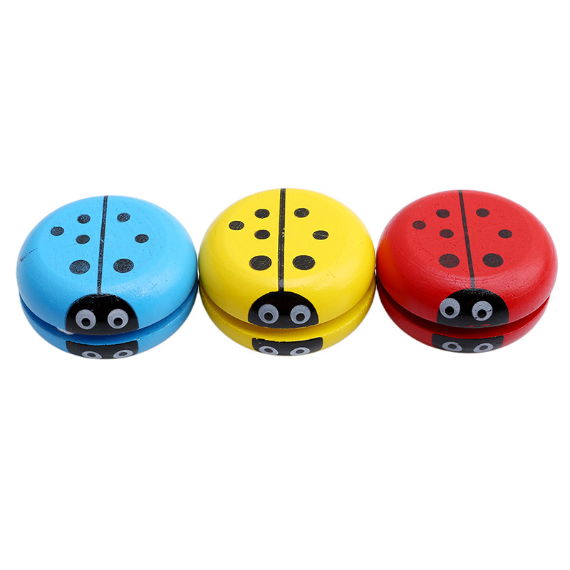Cute Animal Prints Wooden Yoyo Toys Ladybug Toys Kids Yo-Yo Creative Yo Yo Toys For Children Wooden Yo Yo ball
