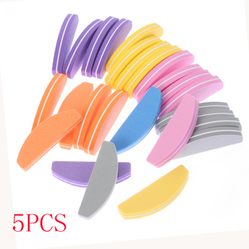 5Pcs Half Moon Nail File 100/180 Sponge Mini Nail Buffer Block Files For UV Gel Polish Colorful Manicure Sanding Nail Art Tools