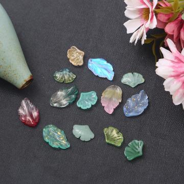 10pcs/lot Multi Gradient Color Glass Beads Leaves Shape Lampwork Bead For Jewelry Making Hairpin Handmade DIY Accessories