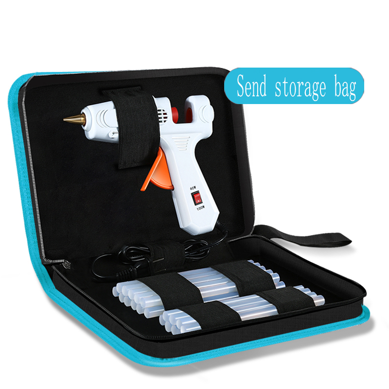 40-150W Industrial Grade Copper Nozzle Hot Melt Glue Gun+20Pc High-purity Glue Sticks Mini Heat Temperature Tool + Case