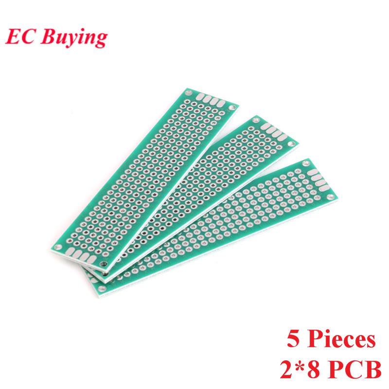 5pcs 2x8cm Double Side Prototype PCB Universal Printed Circuit Board DIY For Arduino 2.54mm Glass Fiber 2*8cm 20x80mm 20*80mm