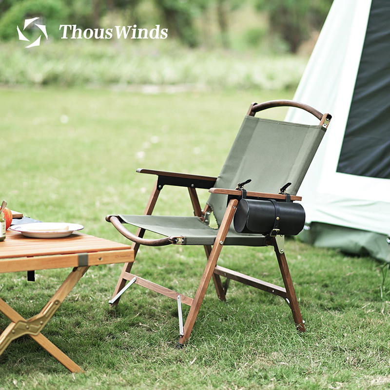 Thous Winds outdoor solid wood folding chair camping and camping convenient black walnut teak chair
