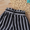 Girls Shorts Summer New Girls Short Pants Black And White Stripes + Belt Baby Girl Pants Short Cotton Girl Shorts For Kids