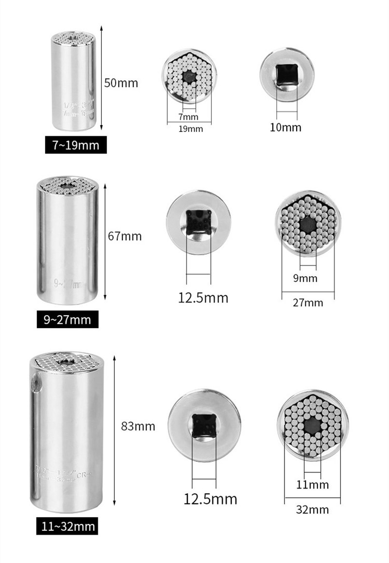 Universal Torque Wrench Head Set Socket Sleeve 7-19mm Power Drill Ratchet Bushing Spanner Key Multi Hand Tools Dropshipping