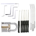 Locksmith Lockpick Lock Pick Set Hardware Stainless Steel Double Row Tension Removal Lock Pick Set Practice Transparent Lock