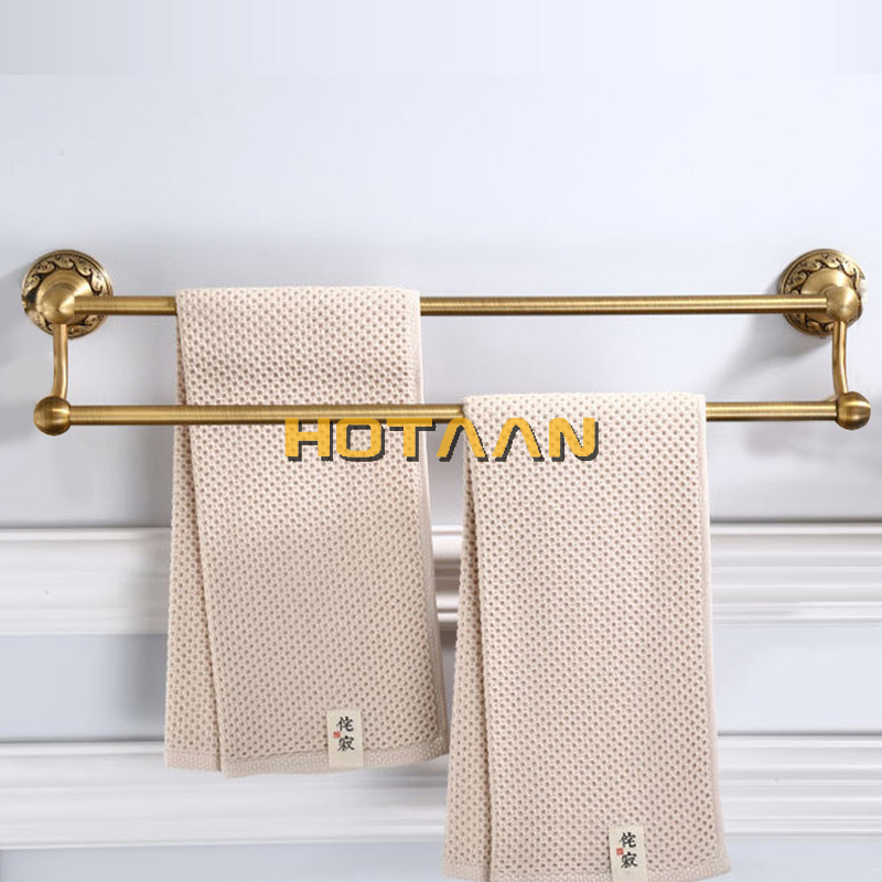 Antique Brass Bathroom Towel Holder Single Towel Bar Towel Rack Solid Aluminium Towel Rail 30/40/45/50/60cm Bathroom Accessories