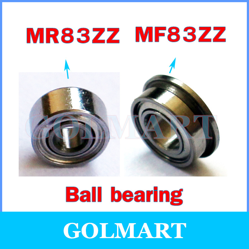 3pcs/lot 3*8*3mm 3x8x3mm MR83ZZ MF83ZZ MR83-2Z metal shielded skate bearing steel radial deep groove flange ball bearing