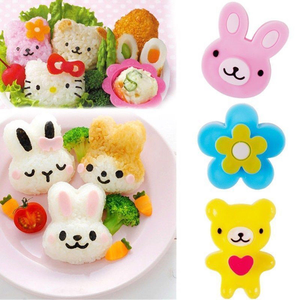 Cake Mould Cutter Shaped Cute Cartoon Bear Maker Sandwich Diy 3pcs Sets Kitchen Bento Mold Rice Kitchen Cake Decoration Tools