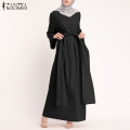 Fashion Hijab Dress ZANZEA Eid Mubarak Kaftan Dubai Abaya Turkey Muslim Islam Clothing Maxi African Dresses For Women Vestidos