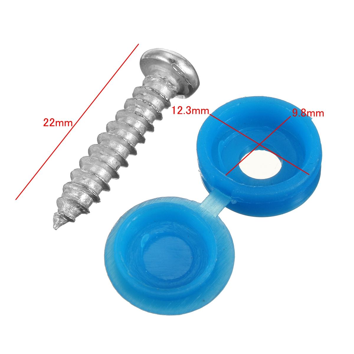 16pcs Universal Car Blue 22mm Number Plate Fixing Screws Caps Bolts Nuts Fitting Fixing Kit