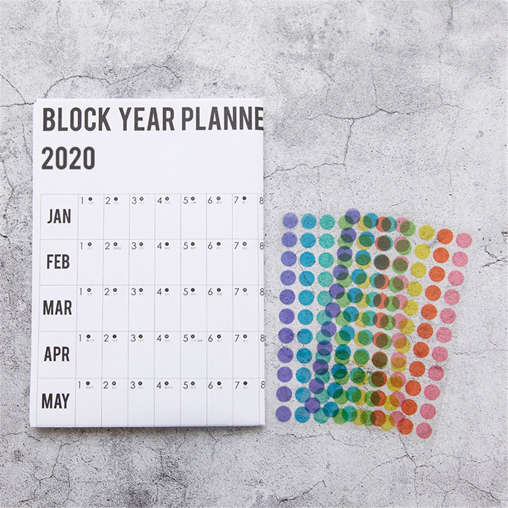 2021 Year Annual Plan Calendar Daily Schedule with Sticker Dots Wall Planner Kawaii Stationery Study Planning Learning for Kids