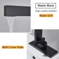 Rozin Matte Black Basin Faucets Modern Minimalism Brass Bathroom Faucet Deck Mount Vessel Sink Crane Cold Hot Water Mixer Tap