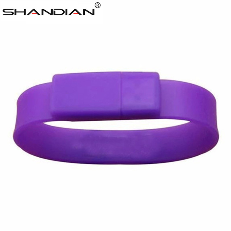 SHANDIAN 100% real capacity Silicone Bracelet Wrist Band 4GB 16GB 32G 64GB USB Flash Drive Pen Drive Stick U Disk Pendrives gift