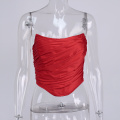 NewAsia Corset Top Boned Strapless Ruched Zipper Red Crop Tank Top Women Ladies New Year Party Vest Sexy Cami Fashion Club Wear