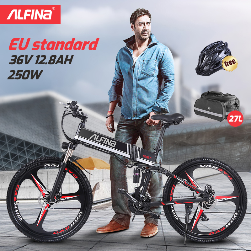 ALFINA FX80 EU Standards Electric Bicycle 36V12.8AH 250W Motor 25KM/h Folding Mountain Bike Ebike Bicicleta Eletrica 26 inch