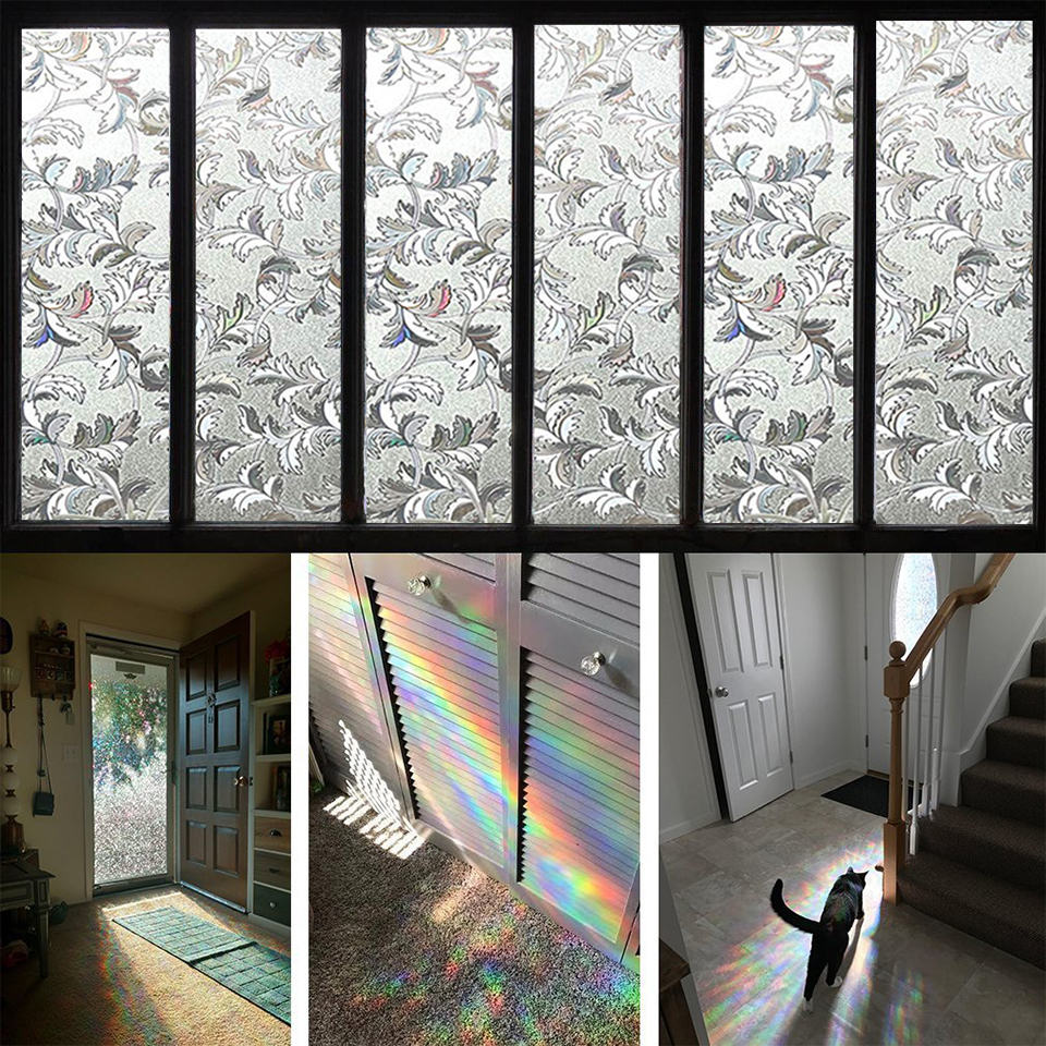 rainbow window film stained glass decorative window sticker privacy Frosted adhesive film static cling window decal for glass