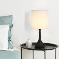 Small Nightstand Table Lamp with White Fabric Lampshade