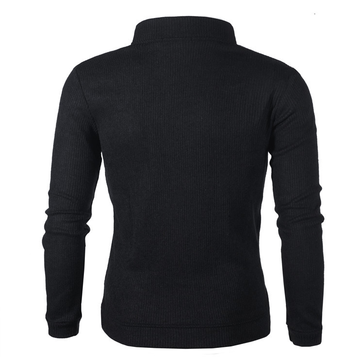 2019 Autumn Men's Sweater Pullover Male Long Sleeve Horn Button Knitted Turtleneck Sweaters slim fit Black Gray Pullovers S-2XL
