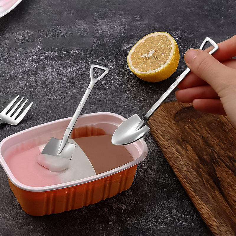 10PC Stainless steel Shovel coffee spoon Set Scoop shovel Creative tea-spoon Ice Cream dessert spoon Birthday Gift Tableware