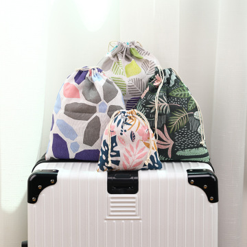 New Printing Drawstring Bag Change Bag Cotton Linen Print Student Shoe Bag for School Storage Travel Bag Christmas Gift Bag