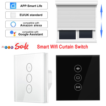 EU/UK 110-250V WiFi Electric Curtain Switch Touch APP Samrt Life Voice Control By Alexa Echo For Mechanical Limit Curtain Motor