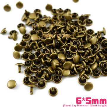 1000 set 6*5mm Antique Brass Double Cap Round Rapid Rivet Leathercraft Rivet