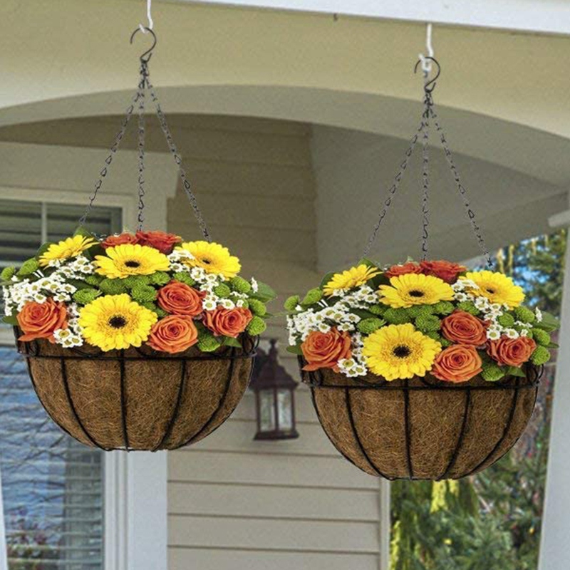 2PCS Round Replacement Liner for Hanging Basket, 12 Inch Coconut Fiber Plant Basket Liner for Garden Planter Flower Pot