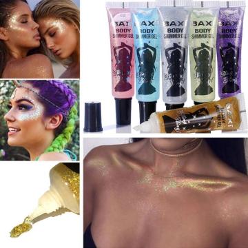 6 Colors Body Glitter Glow Pigment Lip Flash Nail Decoration Eye Body Makeup Glitter Gel Tattoo Sequins Eyeshadow Shimmer