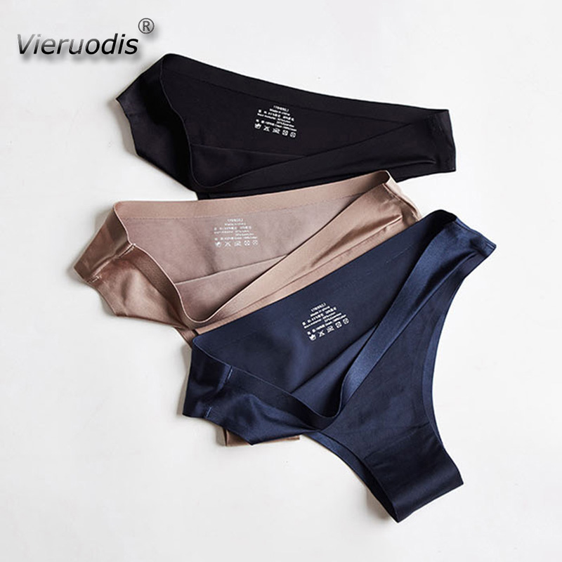 Female Underwear Sexy Panties for Women with Low-rise Waist Nylon Ice Silk Thongs Solid Color G-string for Girls Hot Sale