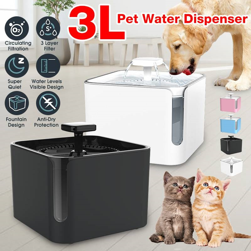 3L USB Automatic Pet Cat Dog Feeder Drinking Fountain Cats Water Fountain 360 Circulating Filtration Water Dispenser Cat Feeder