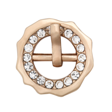 Diamond Encrusted Gold Alloy Round Pin Buckle