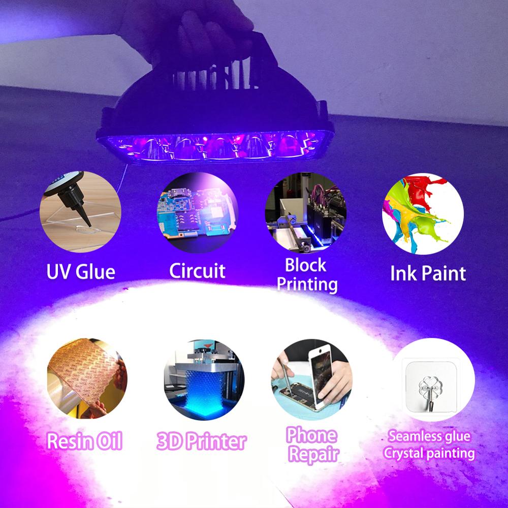 365nm 385nm 395 405nm Led UV GEL Curing Lamp Ultraviolet Light Cure Oil Printing Machine Glass Ink Paint Silk Screen 3D Printer