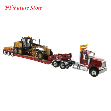 In Stock Collectible 1/50 International Hx520 Tractor + Lowboy Trailer + 12M3 Motor Grader DM 85598 Model for Fans Boys Gifts