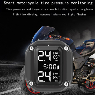 Portable Motorcycle TPMS Monitoring System Car Parts with Time Display IP65 Tire Pressure Ornaments Motorcycle Accessories