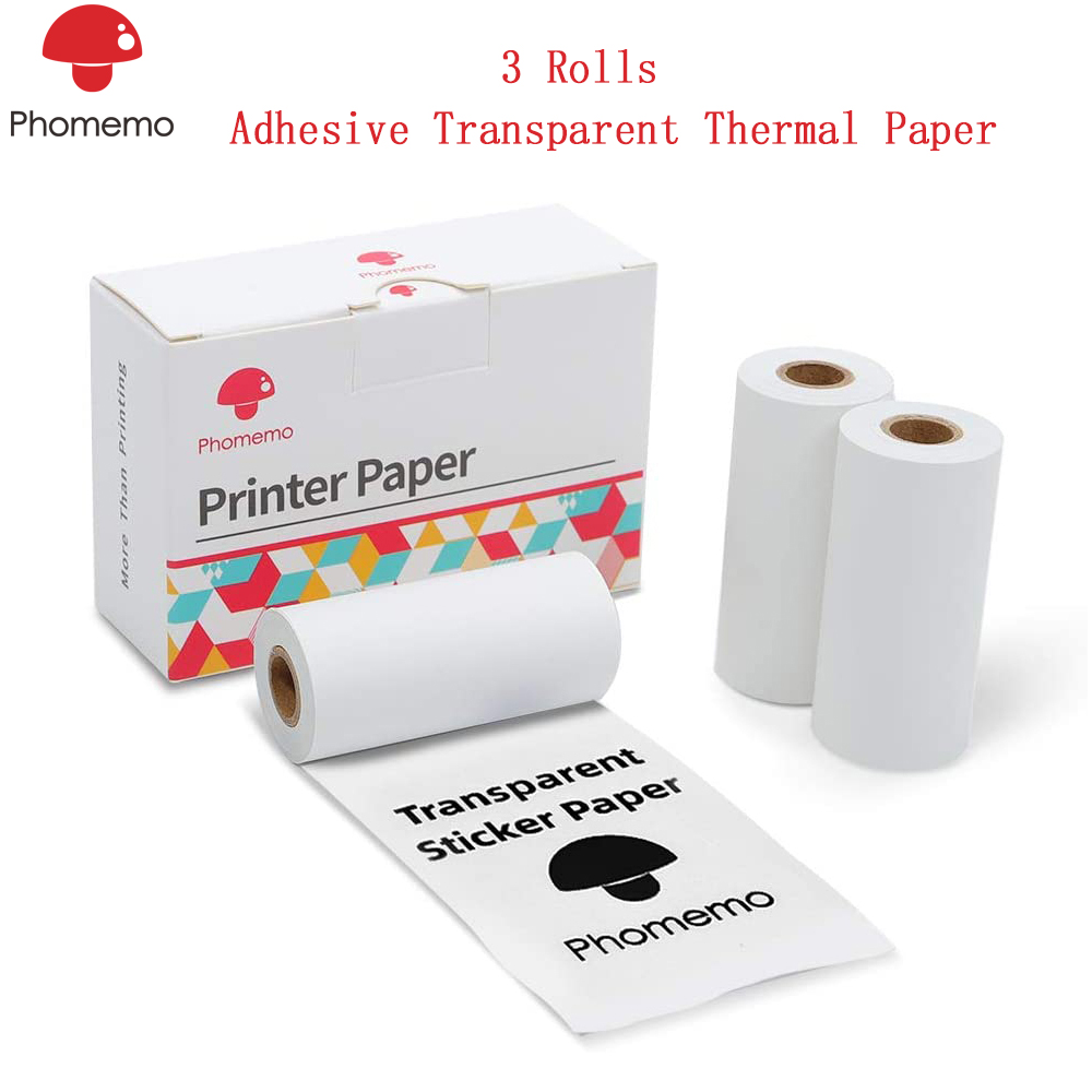 Phomemo Self-Adhesive Photo Paper Transparent Thermal Paper for Phomemo M02/M02S/M02 Pro Printer Printable Sticker Label Paper