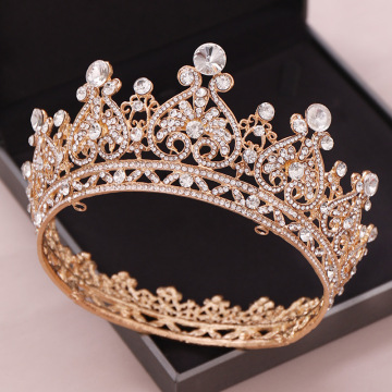 KMVEXO Baroque Round Crowns Bridal Wedding Hair Accessories Crystal Rhinestones Big Hair Jewelry Pageant Heart King Queen Tiaras