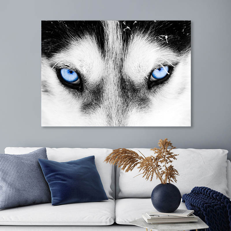 Blue Eye Wolf Head Animal Poster Minimalist Wall Art Canvas Print Painting Nordic Creative Picture Modern Living Room Decoration