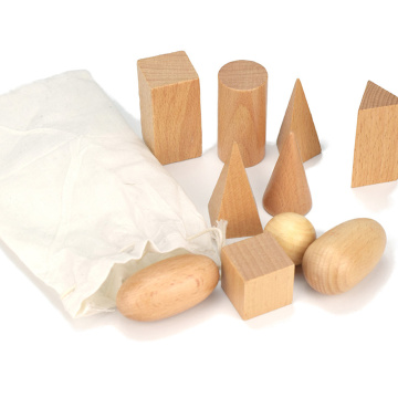 10pcs/Set Wooden Geometric Solids 3D Shapes Montessori Learning Early Educational Math Toys Resources for School Home Child Toys